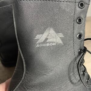 Addison Black Leather Steel Toe Combat Motorcycle Boots Men’s 8 W Vibram